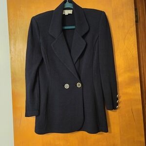St John Collection Santana Knit Navy Blue Blazer Jacket Size 2